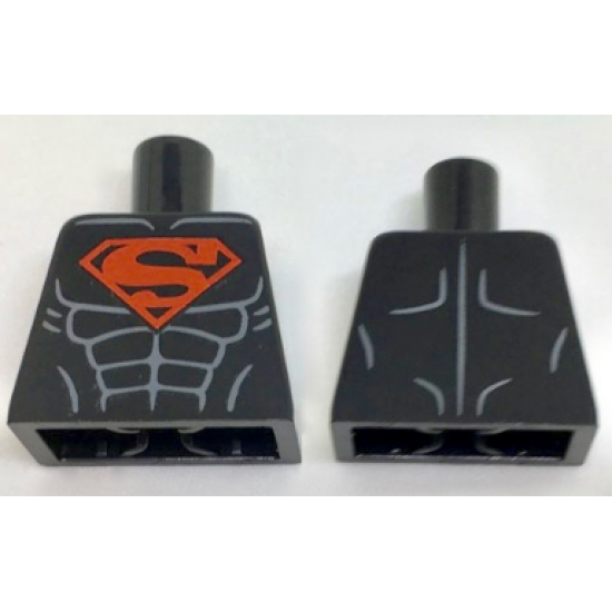 Torso Shirt with Muscles and Red Superman 'S' Logo Pattern