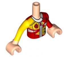 Mini Doll, Torso Friends Girl Red and Yellow Racing Jacket Pattern, Light Nougat Arms with Hands with Yellow Right Sleeve, Red Left Sleeve