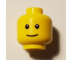 Minifigure, Head Male Thin Grin, Black Eyes with White Pupils, No Eyebrows Pattern - Blocked Open Stud