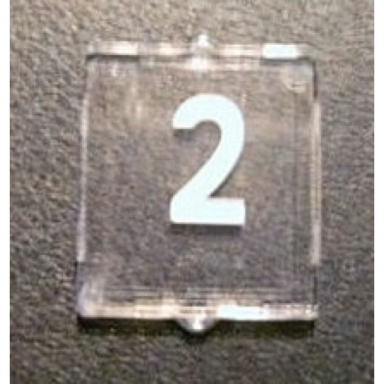 Glass for Window 1 x 2 x 2 with White Number 2 Pattern (Sticker) - Set 10233