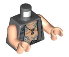 Torso PotC Vest Open over Chest with Tattoos and Key Pattern / Light Nougat Arms / Light Nougat Hands
