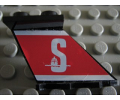 Tail 4 x 2 x 2 with White 'S' (Stena) on Red Background Pattern on Right Side (Sticker) - Set 1548