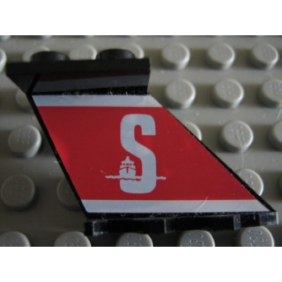 Tail 4 x 2 x 2 with White 'S' (Stena) on Red Background Pattern on Right Side (Sticker) - Set 1548