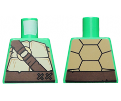 Torso Turtle Shell with Dark Brown Horizontal and Diagonal Belt with Gold Ring Pattern