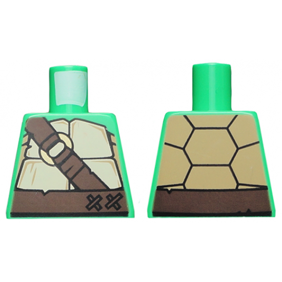 Torso Turtle Shell with Dark Brown Horizontal and Diagonal Belt with Gold Ring Pattern