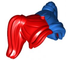 Minifigure, Hair Female Pigtails High, Long Bangs, Hole on Top with Blue Left Half Pattern