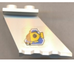 Tail 4 x 2 x 2 with Yellow Submarine on Blue Triangle Pattern on Right Side (Sticker) - Set 6441