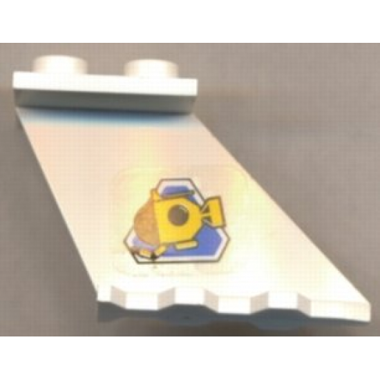 Tail 4 x 2 x 2 with Yellow Submarine on Blue Triangle Pattern on Right Side (Sticker) - Set 6441
