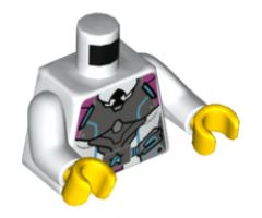 Torso Female Gray, Pink and Medium Azure Body Armor with Ultra Agents Logo over Shirt and Black Tie Pattern / White Arms / Yellow Hands