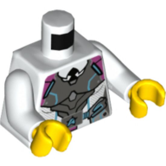 Torso Female Gray, Pink and Medium Azure Body Armor with Ultra Agents Logo over Shirt and Black Tie Pattern / White Arms / Yellow Hands