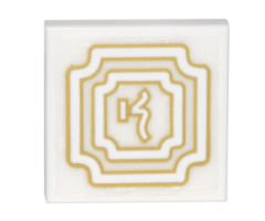 Tile 2 x 2 with Gold Concentric Borders and Ninjago Logogram Letter S Pattern (Sticker) - Set 70620