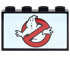 Panel 1 x 4 x 2 with Side Supports - Hollow Studs with Ghostbusters Logo Pattern (Sticker) - Set 71242
