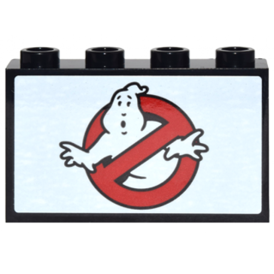 Panel 1 x 4 x 2 with Side Supports - Hollow Studs with Ghostbusters Logo Pattern (Sticker) - Set 71242