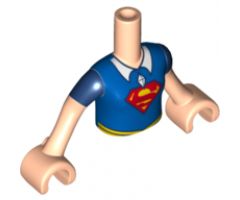 Mini Doll, Torso Friends Girl Blue Top, White Collar, Jewel Pendant, Red 'S' Pattern, Light Nougat Arms with Hands, Dark Blue Short Sleeves (Supergirl)