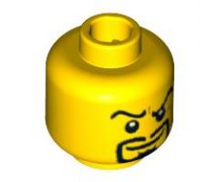 Minifigure, Head Dual Sided Arched Eyebrows and Goatee, Smile / Angry Pattern - Hollow Stud