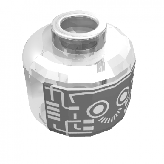 Minifigure, Head Alien with Robot Gold Pattern - Blocked Open Stud