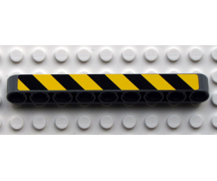 Technic, Liftarm 1 x 9 Thick with Black and Yellow Danger Stripes Pattern Model Right (Sticker) - Set 8285