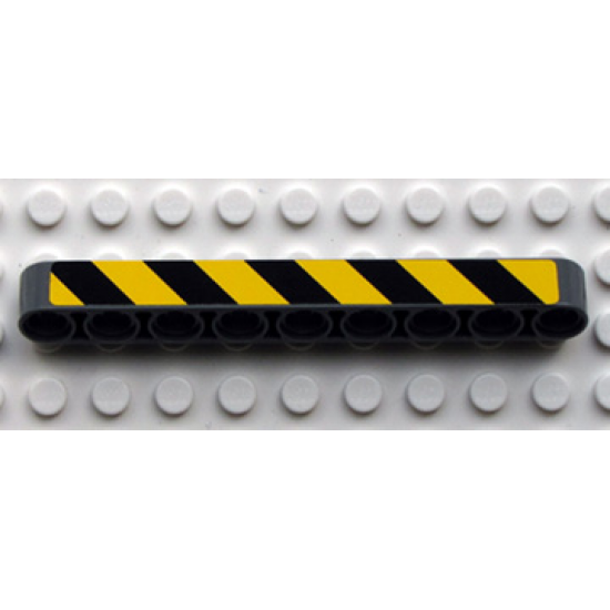 Technic, Liftarm 1 x 9 Thick with Black and Yellow Danger Stripes Pattern Model Right (Sticker) - Set 8285