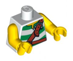 Torso Pirate Green Stripes and Leather Straps Pattern / Yellow Arms / Yellow Hands