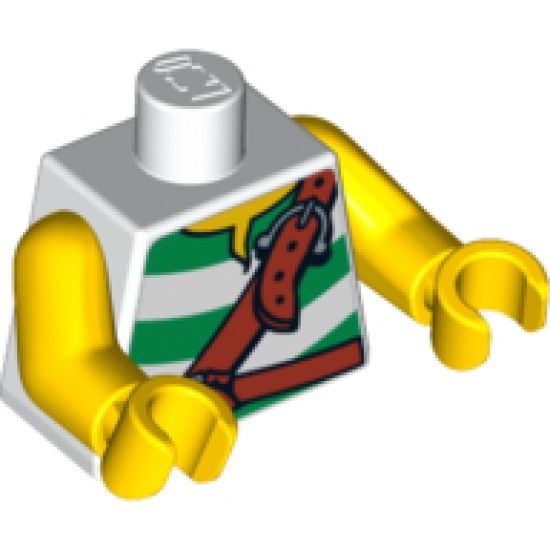 Torso Pirate Green Stripes and Leather Straps Pattern / Yellow Arms / Yellow Hands