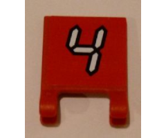 Flag 2 x 2 Square with White Number 4 with Black Outline on Red Background Pattern (Sticker) - Set 3569