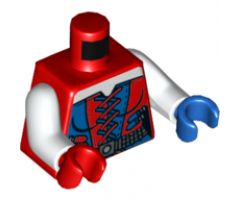 Torso Batman Female Corset with Red and Blue Laces, Dark Bluish Gray Belt Pattern / White Arms / Blue Hand Left / Red Hand Right