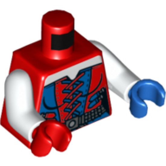 Torso Batman Female Corset with Red and Blue Laces, Dark Bluish Gray Belt Pattern / White Arms / Blue Hand Left / Red Hand Right