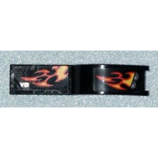 Vehicle, Mudguard 1 x 4 1/2 with Headlights and Flames Pattern Model Right Side (Stickers) - Set 7802