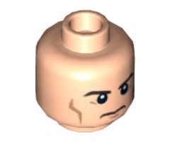 Minifigure, Head Dual Sided Black Eyebrows, Cheek Lines, Frown / Determined Pattern (Superman) - Hollow Stud