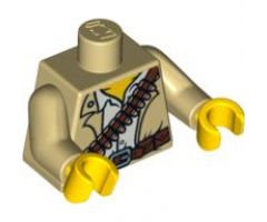 Torso Pharaoh's Quest Tan Vest, White Shirt, Bandolier and Silver Buckle Pattern (Jake Raines) / Tan Arms / Yellow Hands