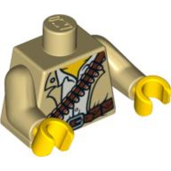 Torso Pharaoh's Quest Tan Vest, White Shirt, Bandolier and Silver Buckle Pattern (Jake Raines) / Tan Arms / Yellow Hands