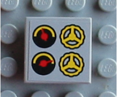 Tile 2 x 2 with 2 Gauges and 2 Steering Wheels Pattern (Sticker) - Set 8280