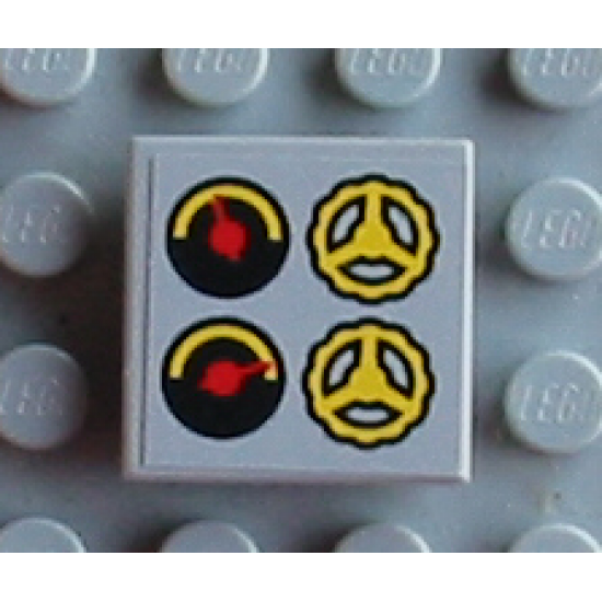 Tile 2 x 2 with 2 Gauges and 2 Steering Wheels Pattern (Sticker) - Set 8280