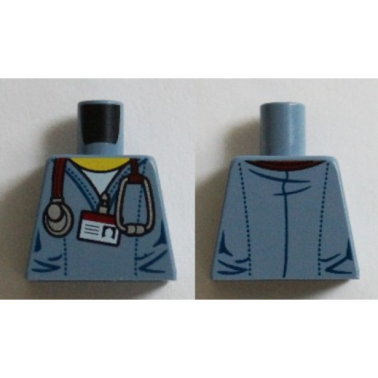 Torso Hospital Scrubs with Stethoscope and ID Badge Pattern