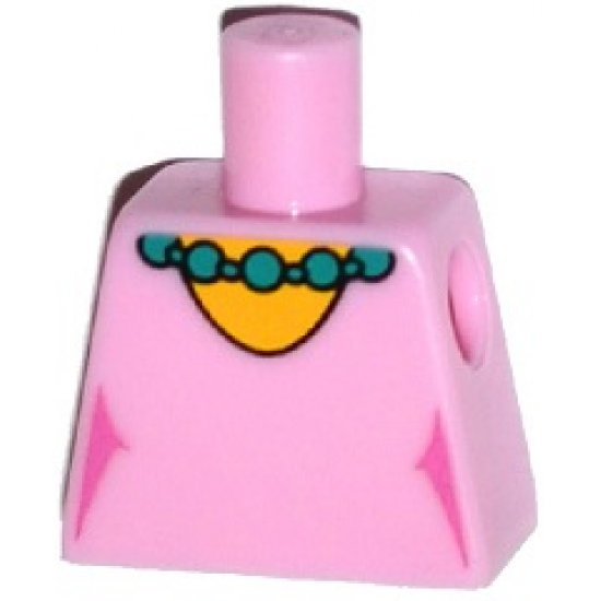 Torso Simpsons Dress with Round Neckline and Dark Turquoise Necklace Pattern