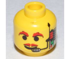 Minifigure, Head Moustache Red, Headset, Red Eyebrows Pattern - Blocked Open Stud