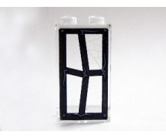 Panel 1 x 2 x 3 with Side Supports - Hollow Studs with Window Frame Bent with Cobweb in Top Right Pane Pattern on Inside (Sticker 17) - Set 75904
