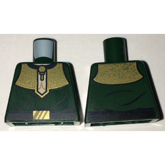 Torso Shirt with Elaborate Gold Collar and Black Belt with Gold Buckle Pattern