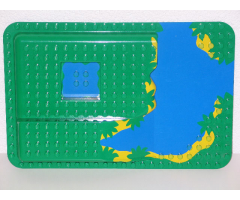 Duplo, Baseplate Raised 16 x 24 with Ramp and Waterfall and Pond Pattern