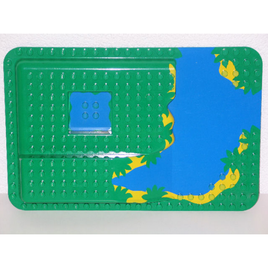 Duplo, Baseplate Raised 16 x 24 with Ramp and Waterfall and Pond Pattern