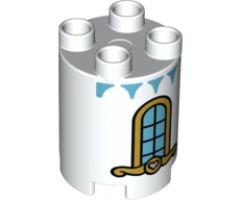 Duplo, Brick Round 2 x 2 x 2 with Rounded Window with Panes Pattern