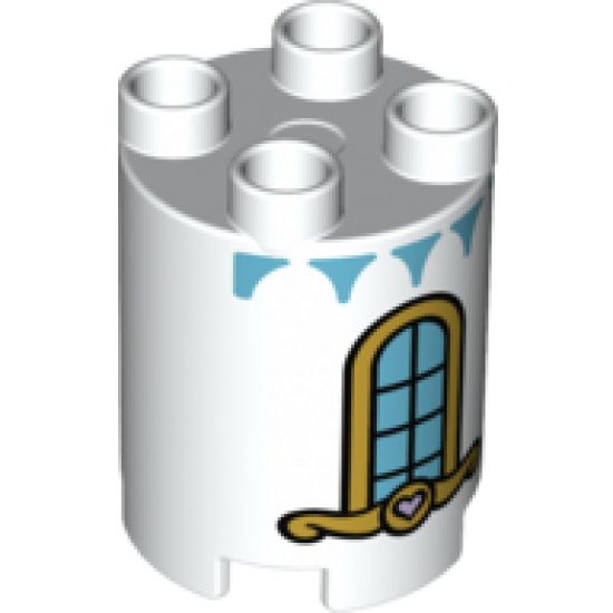 Duplo, Brick Round 2 x 2 x 2 with Rounded Window with Panes Pattern