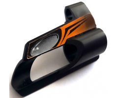 Technic, Panel Fairing # 5 Small Short, Large Hole, Side A with Silver Oval and Black and Orange Pattern (Sticker) - Set 8516