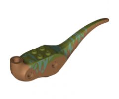 Animal, Body Part Dinosaur Middle Raptor with Olive Green Top with Medium Azure Stripes Pattern