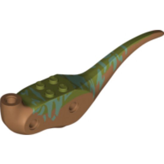 Animal, Body Part Dinosaur Middle Raptor with Olive Green Top with Medium Azure Stripes Pattern