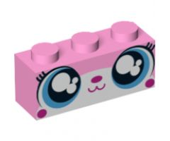 Brick 1 x 3 with Cat Face Wide Eyes Smiling Closed Mouth (Unikitty) Pattern