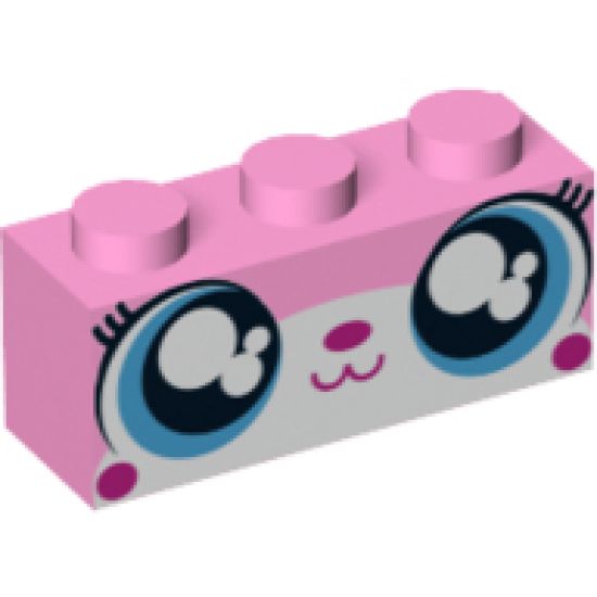 Brick 1 x 3 with Cat Face Wide Eyes Smiling Closed Mouth (Unikitty) Pattern