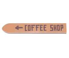 Minifigure, Utensil Ski 6L with Reddish Brown 'COFFEE SHOP' and Arrow Pattern (Sticker) - Set 70840