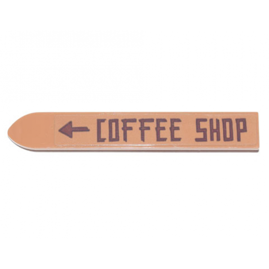 Minifigure, Utensil Ski 6L with Reddish Brown 'COFFEE SHOP' and Arrow Pattern (Sticker) - Set 70840