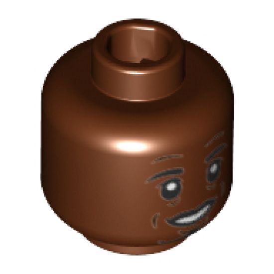 Minifigure, Head Black Eyebrows, Goatee, White Pupils, Laugh Lines, Open Smile with Teeth Pattern (Jérôme (Jerome) Boateng) - Hollow Stud